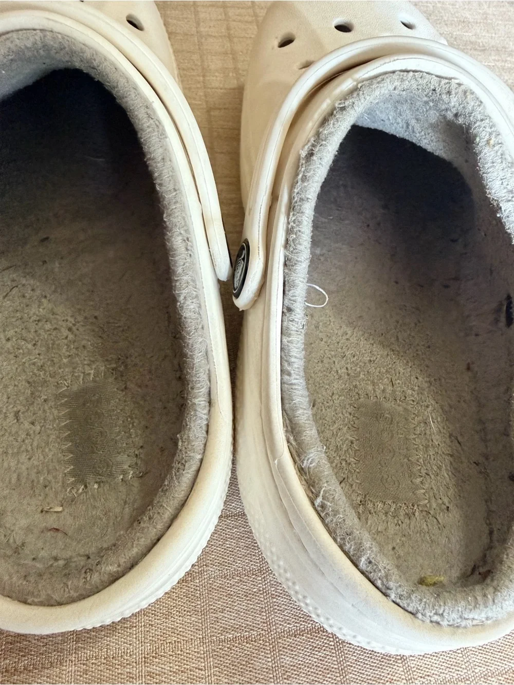 CROCS Kids Cream Clog with Grey Fleece Lining